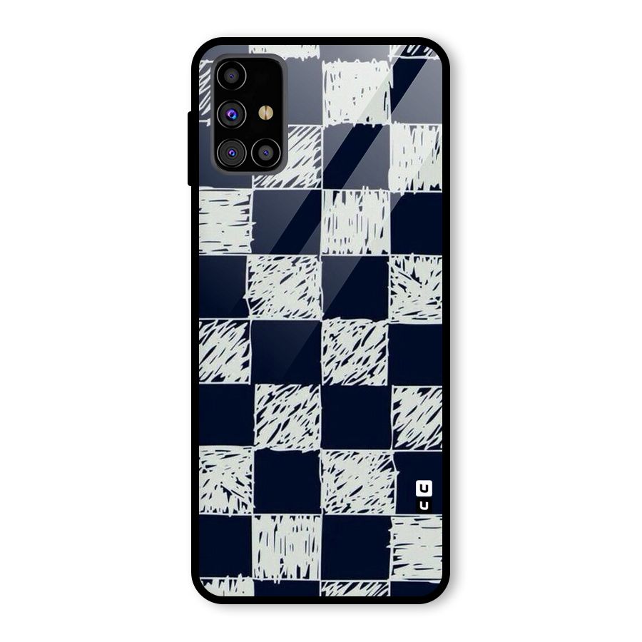 Sketchy Check Design Glass Back Case for Galaxy M31s