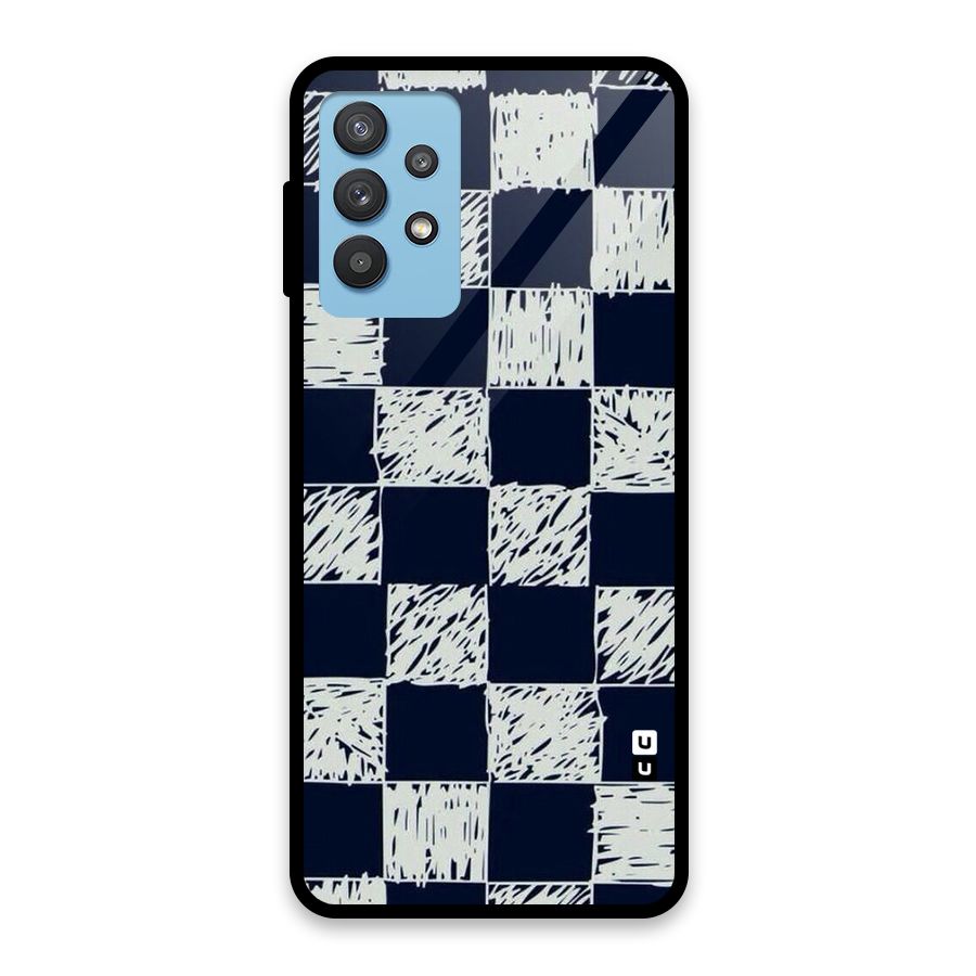 Sketchy Check Design Glass Back Case for Galaxy M32 5G
