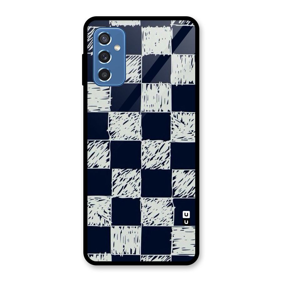 Sketchy Check Design Glass Back Case for Galaxy M52 5G