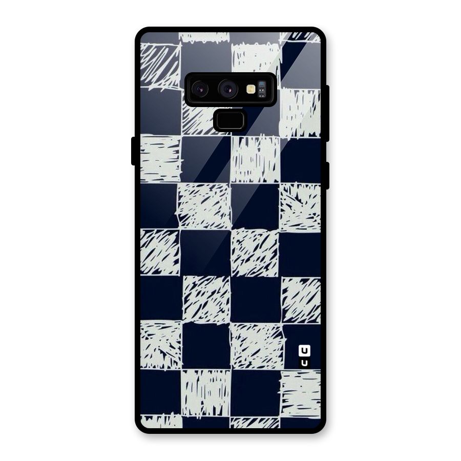 Sketchy Check Design Glass Back Case for Galaxy Note 9