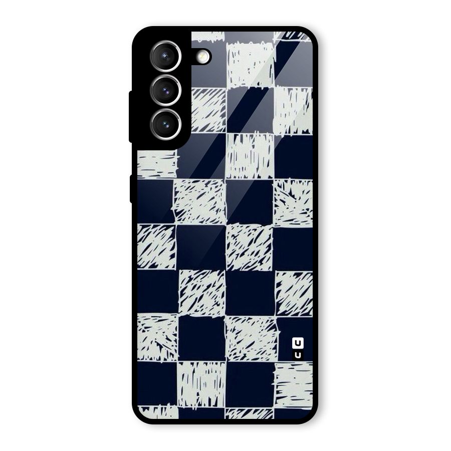 Sketchy Check Design Glass Back Case for Galaxy S21 5G