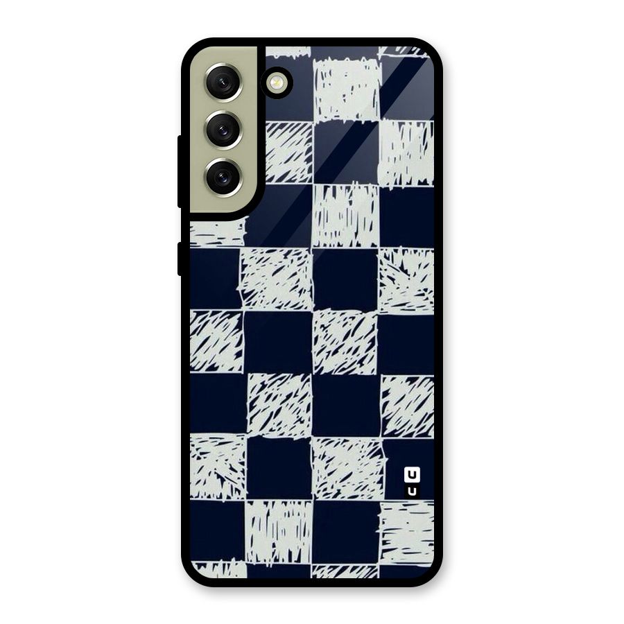 Sketchy Check Design Glass Back Case for Galaxy S21 FE 5G
