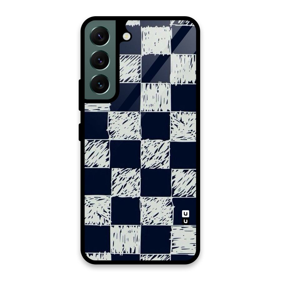 Sketchy Check Design Glass Back Case for Galaxy S22 5G