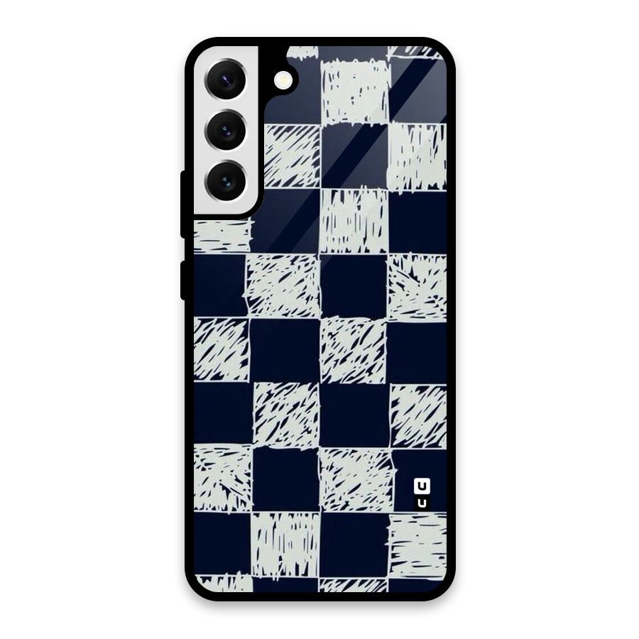 Sketchy Check Design Glass Back Case for Galaxy S22 Plus 5G