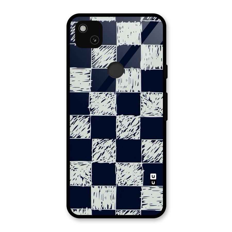 Sketchy Check Design Glass Back Case for Google Pixel 4a