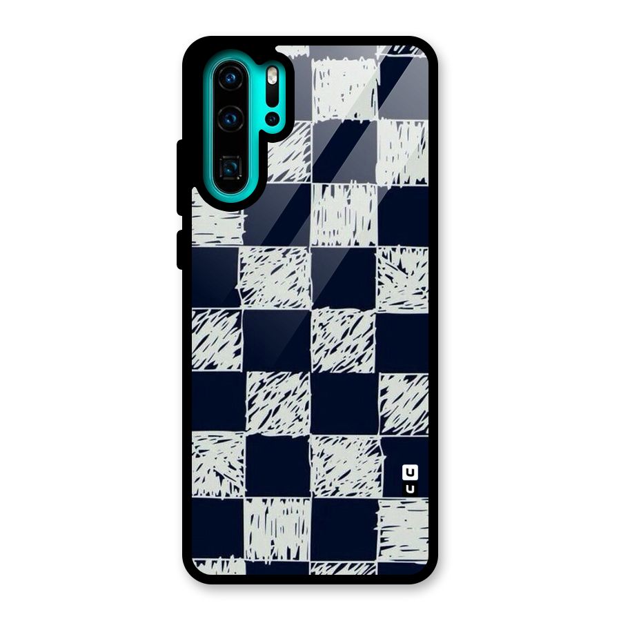 Sketchy Check Design Glass Back Case for Huawei P30 Pro