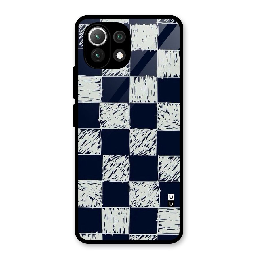 Sketchy Check Design Glass Back Case for Mi 11 Lite