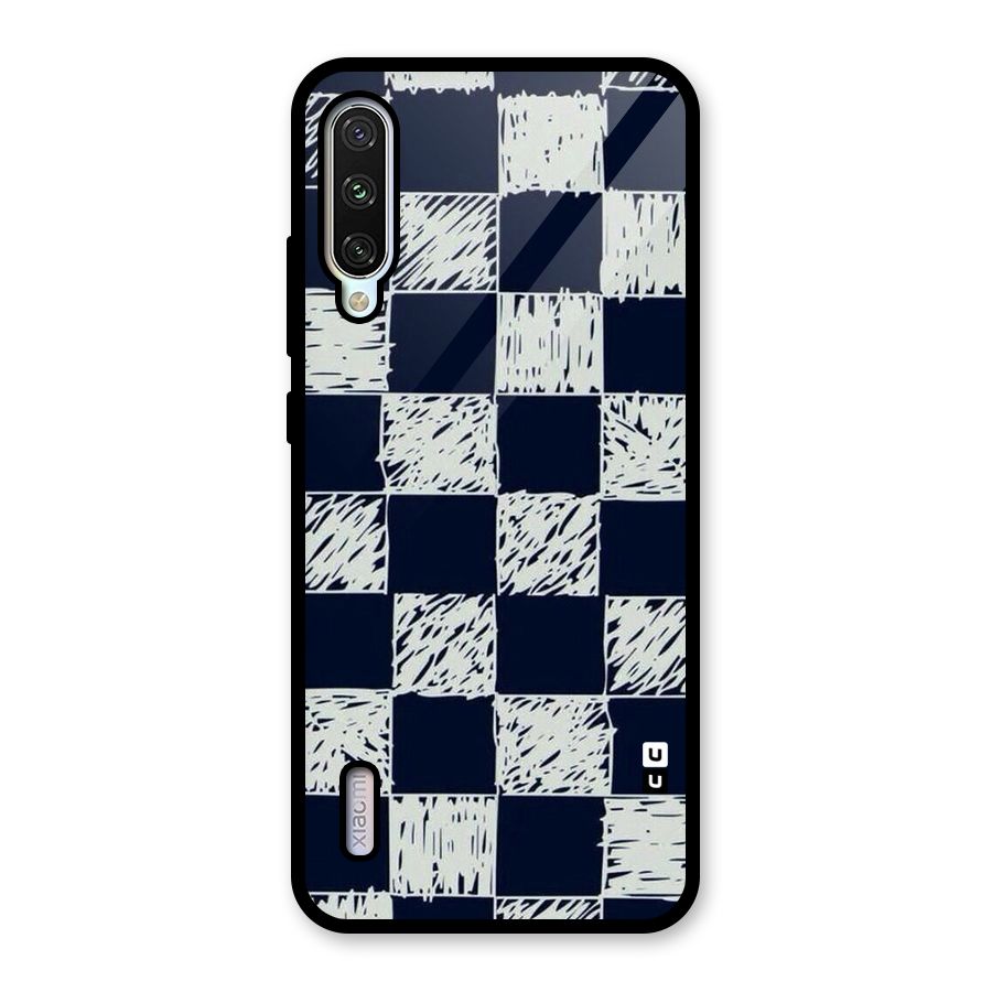 Sketchy Check Design Glass Back Case for Mi A3