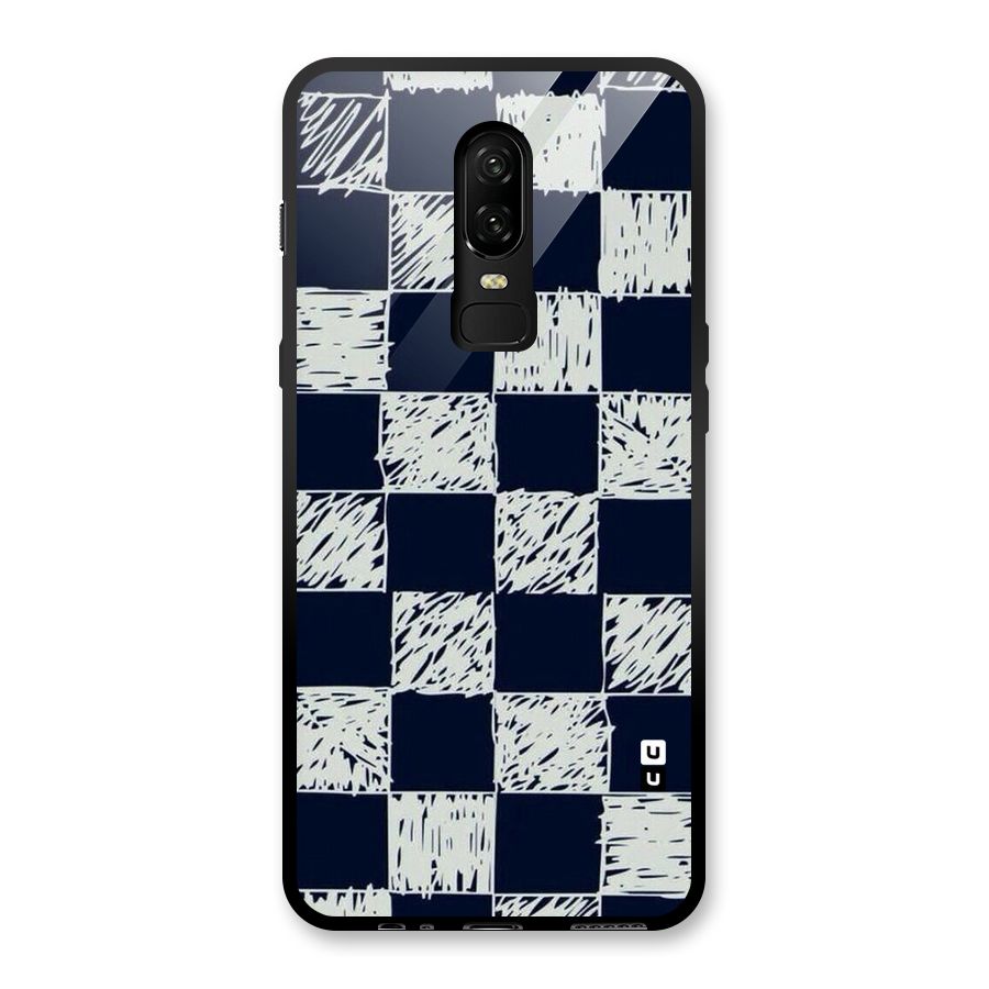 Sketchy Check Design Glass Back Case for OnePlus 6