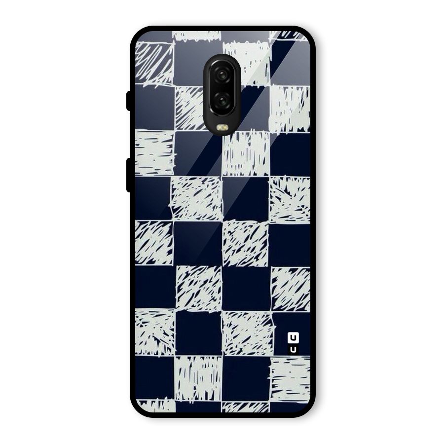 Sketchy Check Design Glass Back Case for OnePlus 6T