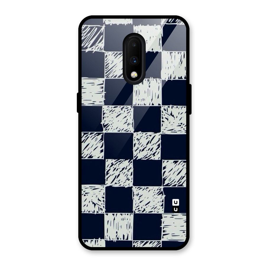 Sketchy Check Design Glass Back Case for OnePlus 7