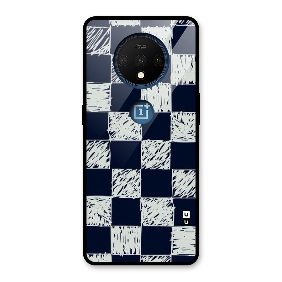 Sketchy Check Design Glass Back Case for OnePlus 7T