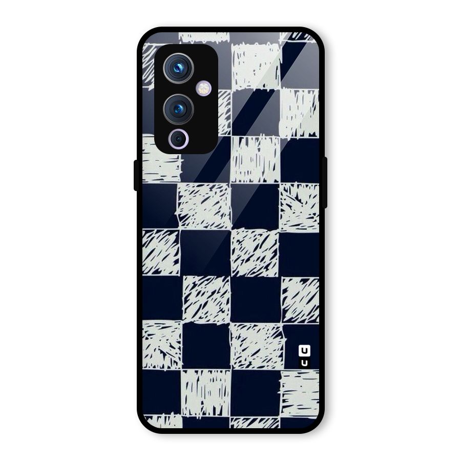 Sketchy Check Design Glass Back Case for OnePlus 9