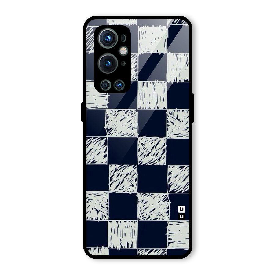 Sketchy Check Design Glass Back Case for OnePlus 9 Pro
