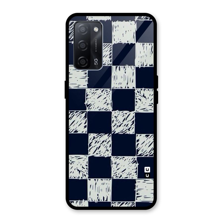 Sketchy Check Design Glass Back Case for Oppo A53s 5G