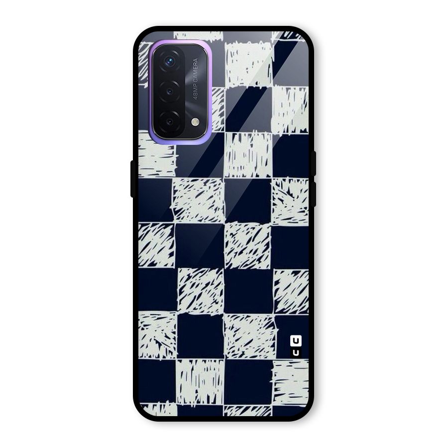 Sketchy Check Design Glass Back Case for Oppo A74 5G