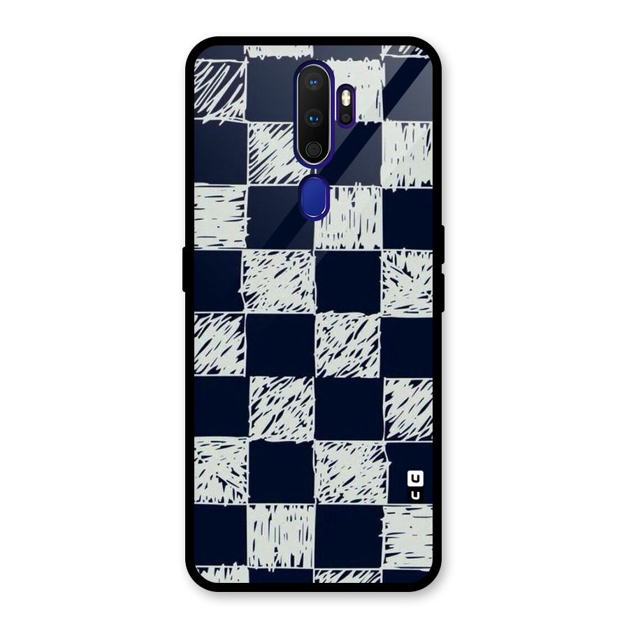 Sketchy Check Design Glass Back Case for Oppo A9 (2020)