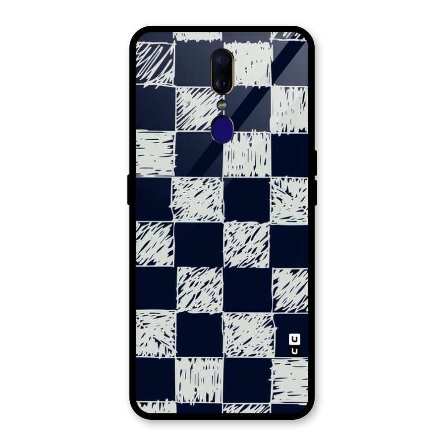 Sketchy Check Design Glass Back Case for Oppo F11
