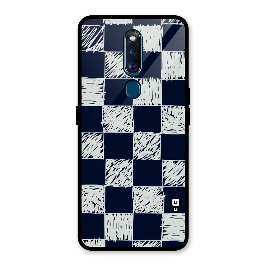 Sketchy Check Design Glass Back Case for Oppo F11 Pro