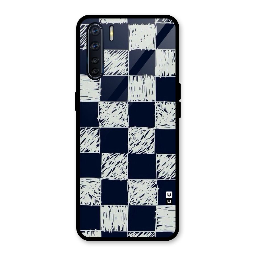Sketchy Check Design Glass Back Case for Oppo F15