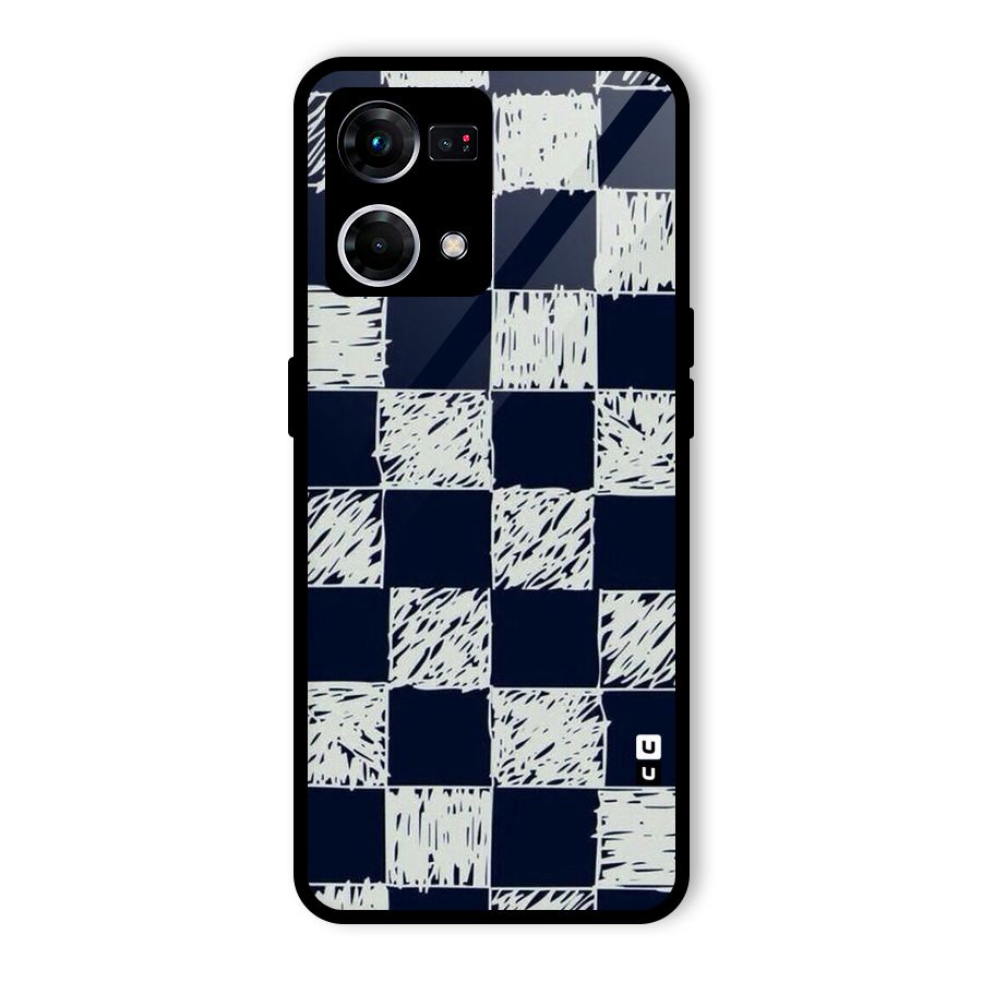 Sketchy Check Design Glass Back Case for Oppo F21 Pro 4G