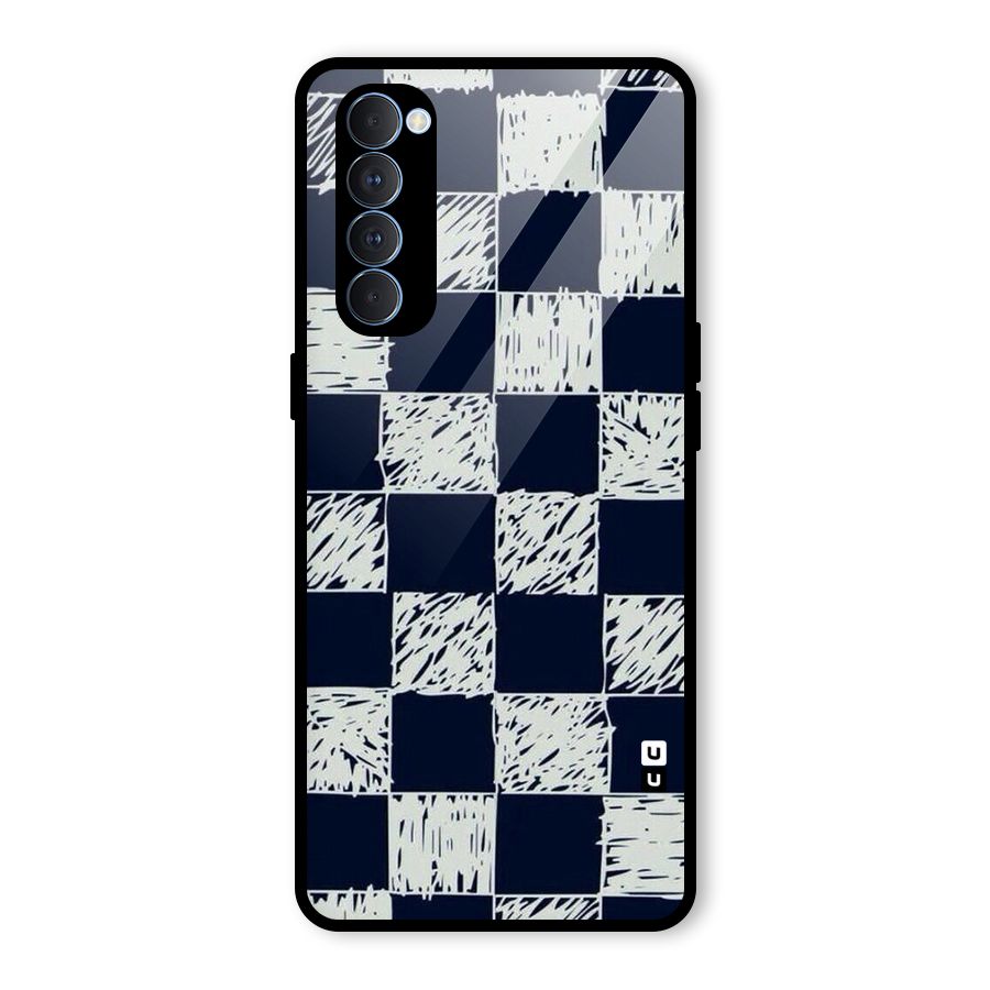 Sketchy Check Design Glass Back Case for Oppo Reno4 Pro