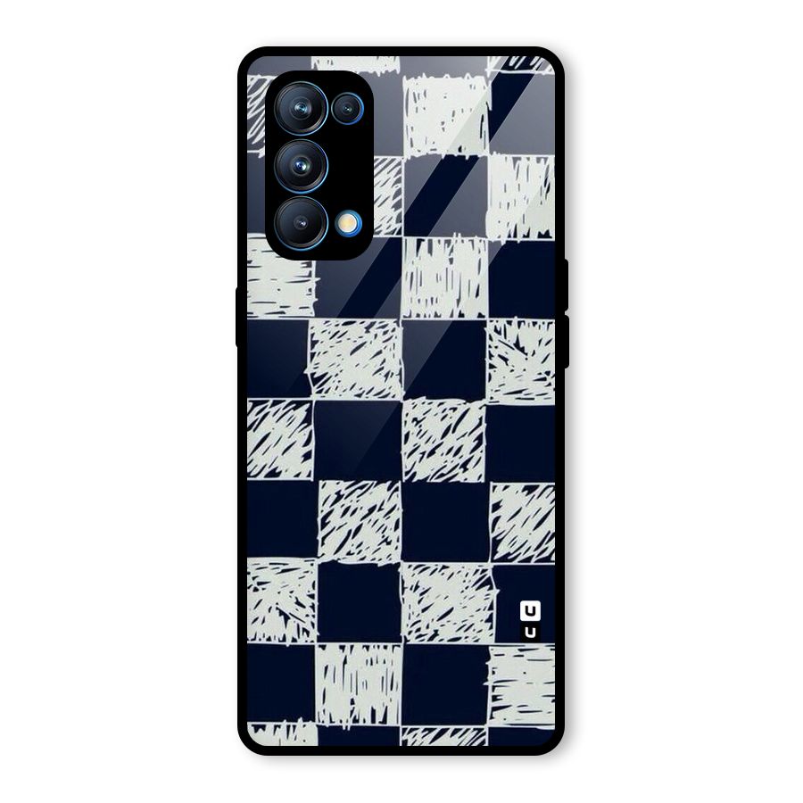 Sketchy Check Design Glass Back Case for Oppo Reno5 Pro 5G