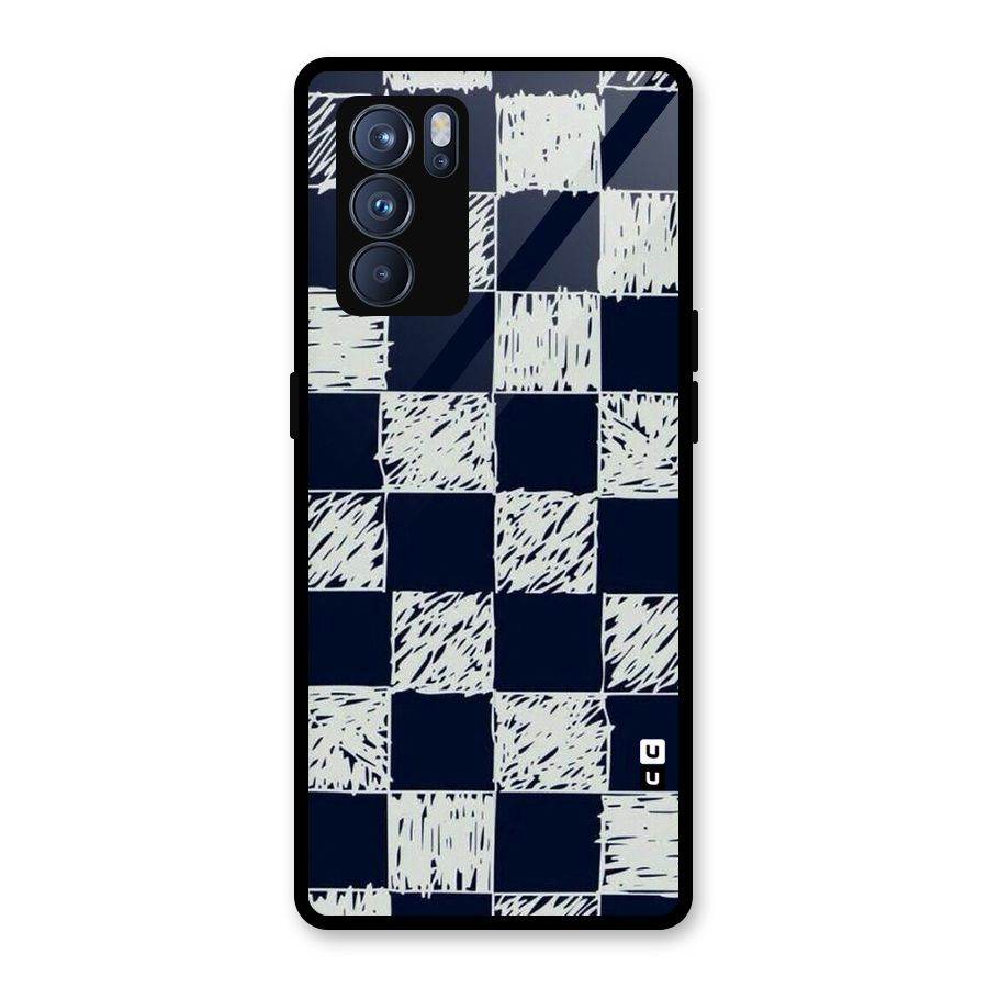 Sketchy Check Design Glass Back Case for Oppo Reno6 Pro 5G