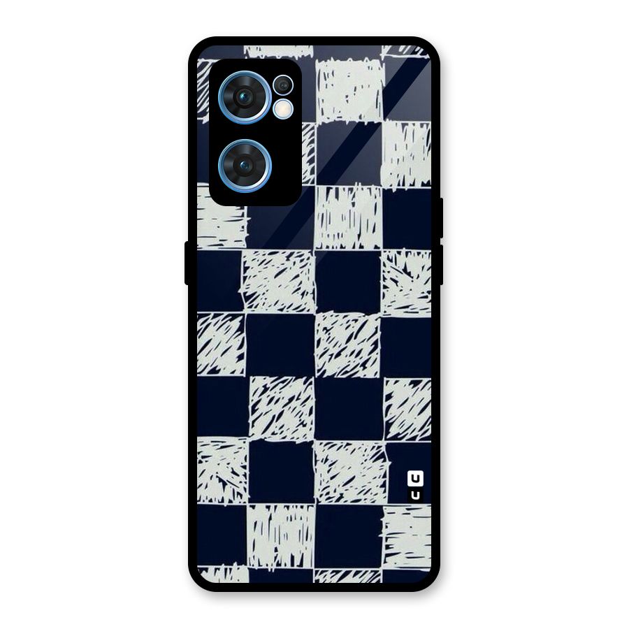 Sketchy Check Design Glass Back Case for Oppo Reno7 5G