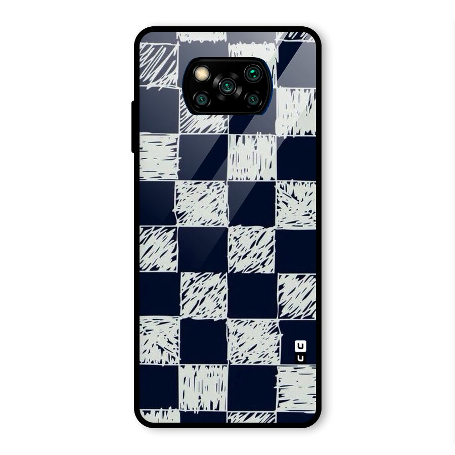 Sketchy Check Design Glass Back Case for Poco X3 Pro