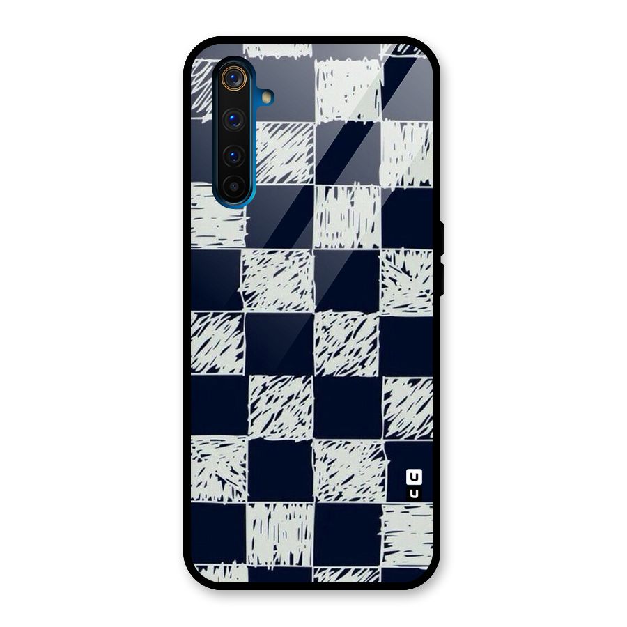 Sketchy Check Design Glass Back Case for Realme 6 Pro