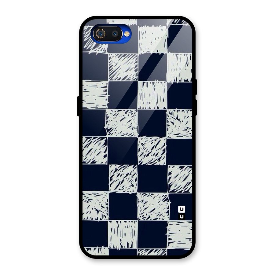 Sketchy Check Design Glass Back Case for Realme C2