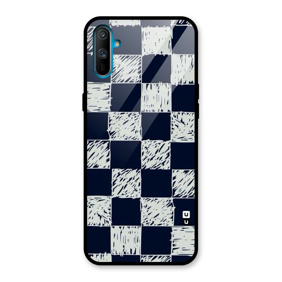 Sketchy Check Design Glass Back Case for Realme C3