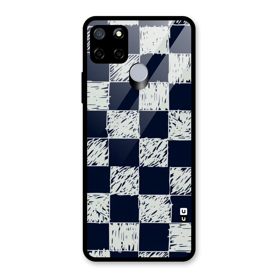 Sketchy Check Design Glass Back Case for Realme Narzo 20