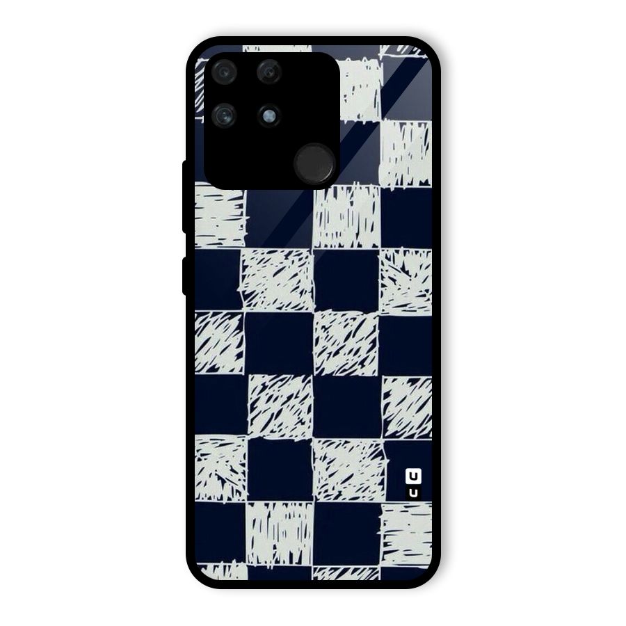Sketchy Check Design Glass Back Case for Realme Narzo 50A