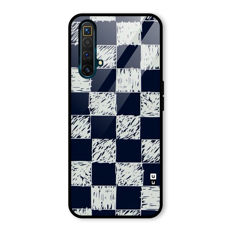 Sketchy Check Design Glass Back Case for Realme X3 SuperZoom