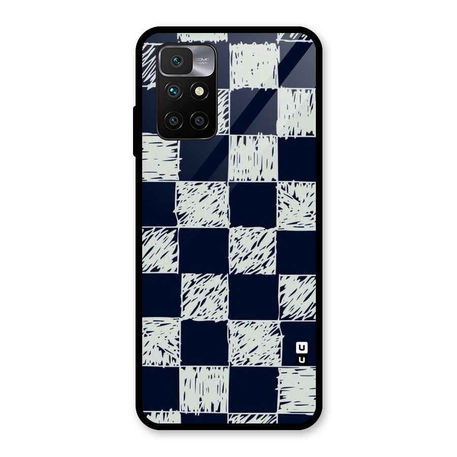 Sketchy Check Design Glass Back Case for Redmi 10 Prime