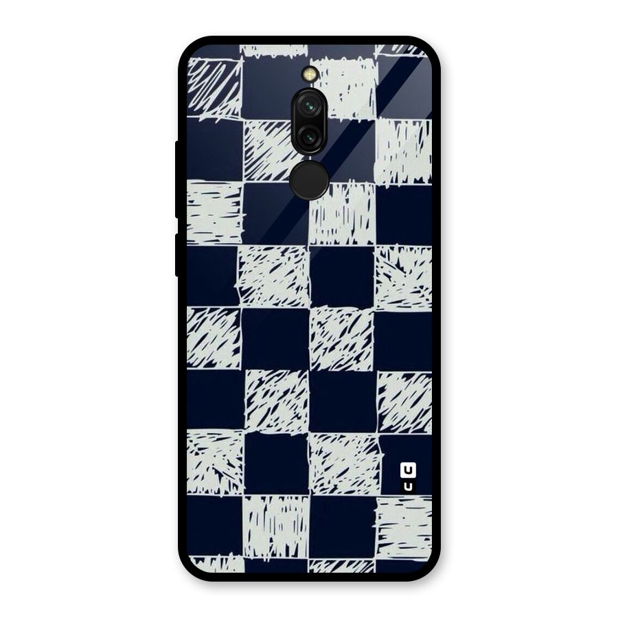 Sketchy Check Design Glass Back Case for Redmi 8
