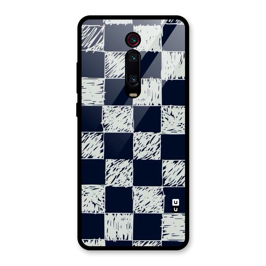 Sketchy Check Design Glass Back Case for Redmi K20