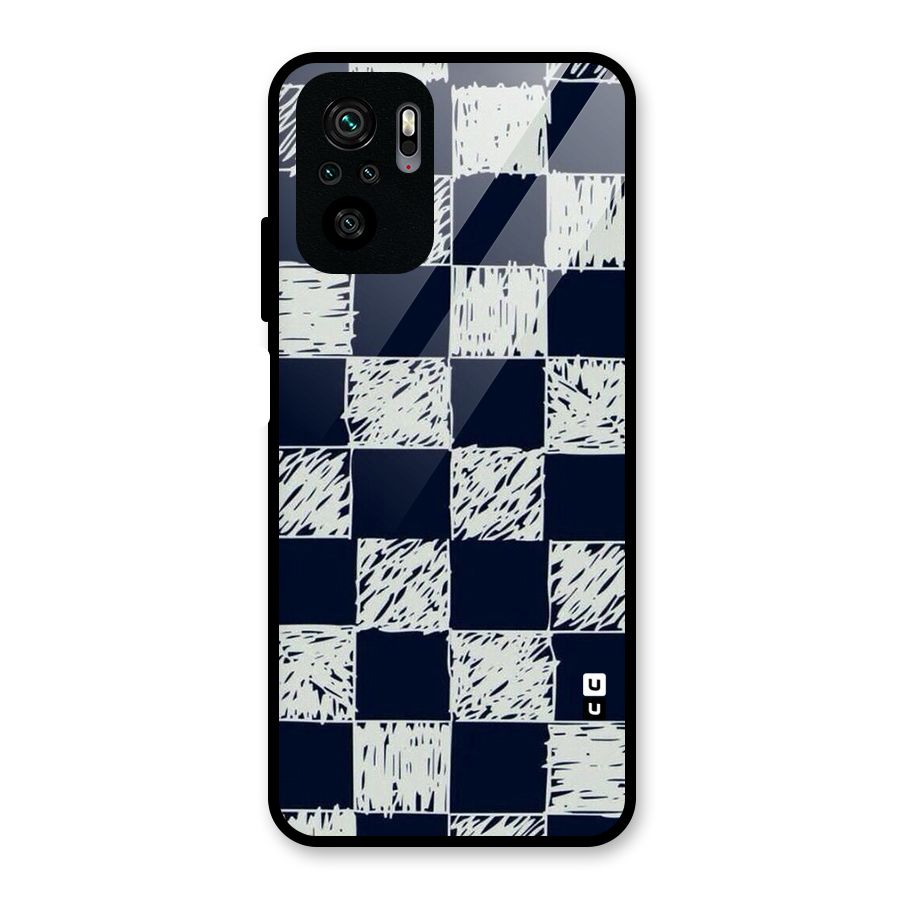 Sketchy Check Design Glass Back Case for Redmi Note 10S