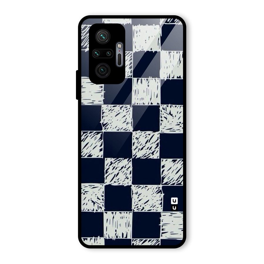 Sketchy Check Design Glass Back Case for Redmi Note 10 Pro