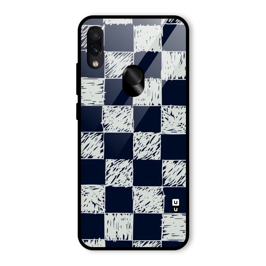 Sketchy Check Design Glass Back Case for Redmi Note 7