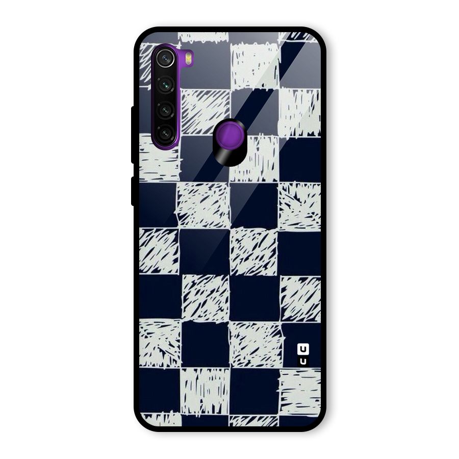 Sketchy Check Design Glass Back Case for Redmi Note 8