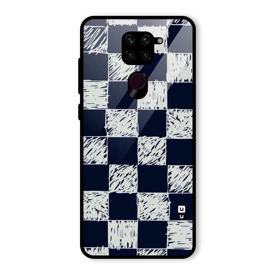Sketchy Check Design Glass Back Case for Redmi Note 9