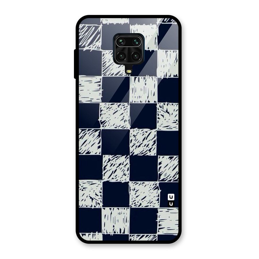 Sketchy Check Design Glass Back Case for Redmi Note 9 Pro