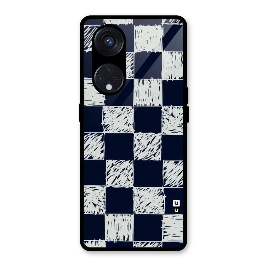 Sketchy Check Design Glass Back Case for Reno8 T 5G