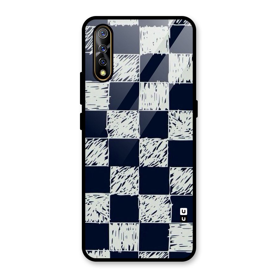 Sketchy Check Design Glass Back Case for Vivo S1