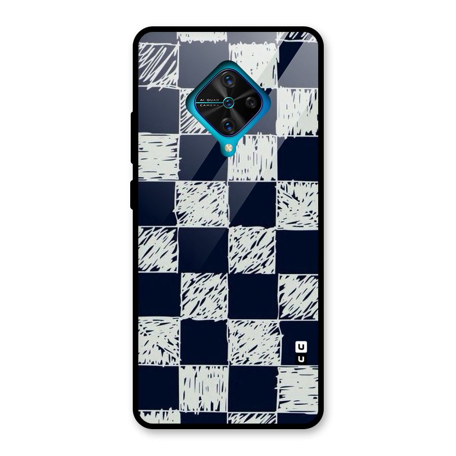 Sketchy Check Design Glass Back Case for Vivo S1 Pro