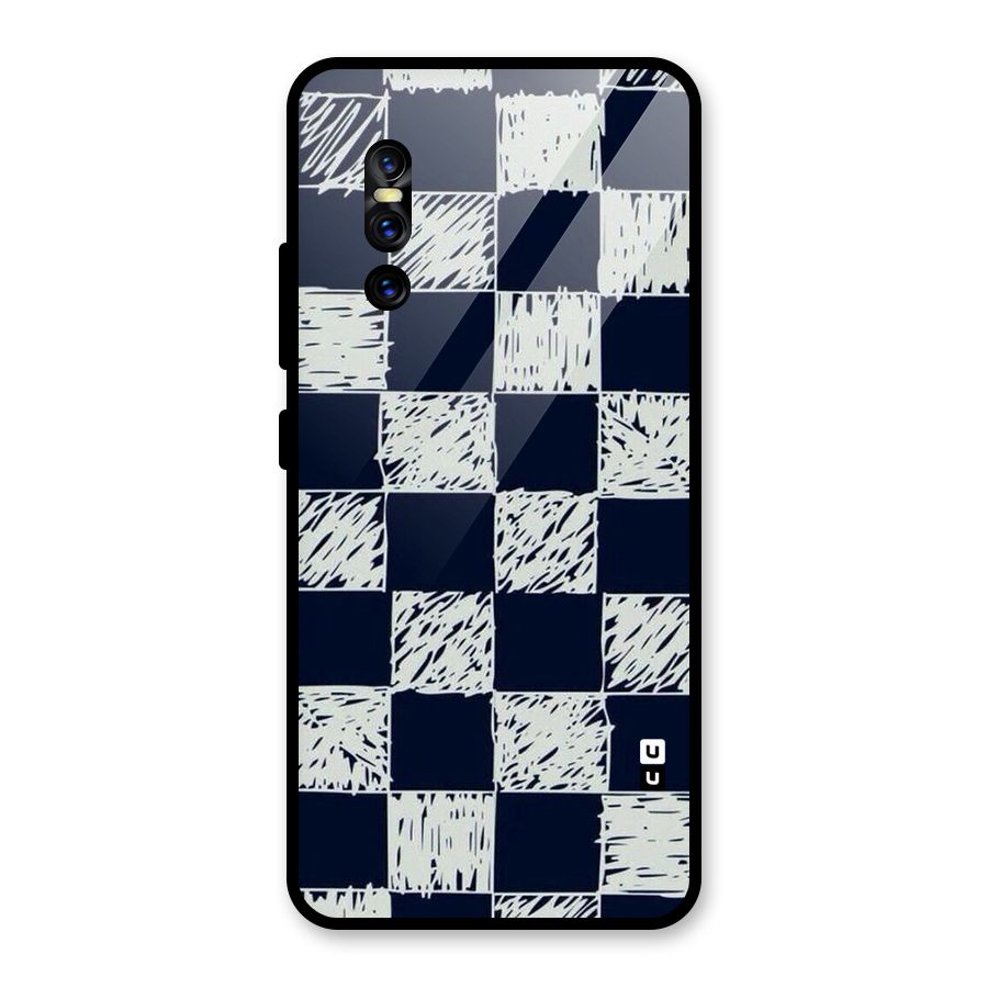 Sketchy Check Design Glass Back Case for Vivo V15 Pro