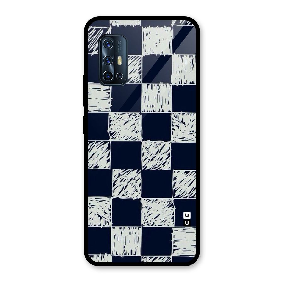 Sketchy Check Design Glass Back Case for Vivo V17